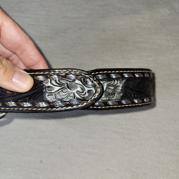 Vtg Tex Tan Belt Womens Sz 20 Barbie Buckle Genuine Cowhide 022101 Made In USA - Picture 6 of 16